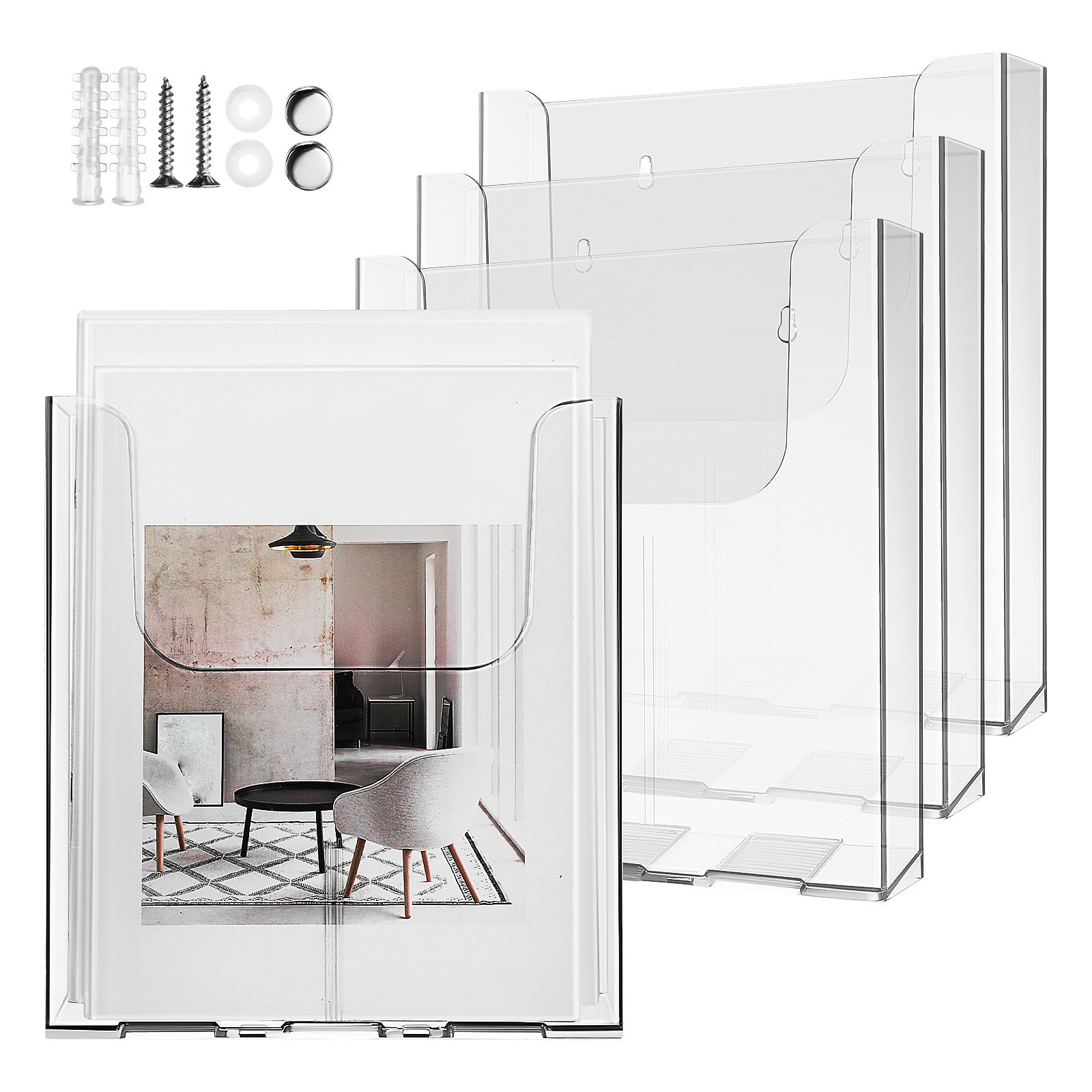 Document Holder Stand - 4 sztuki – przezroczysty, akrylowy organizer