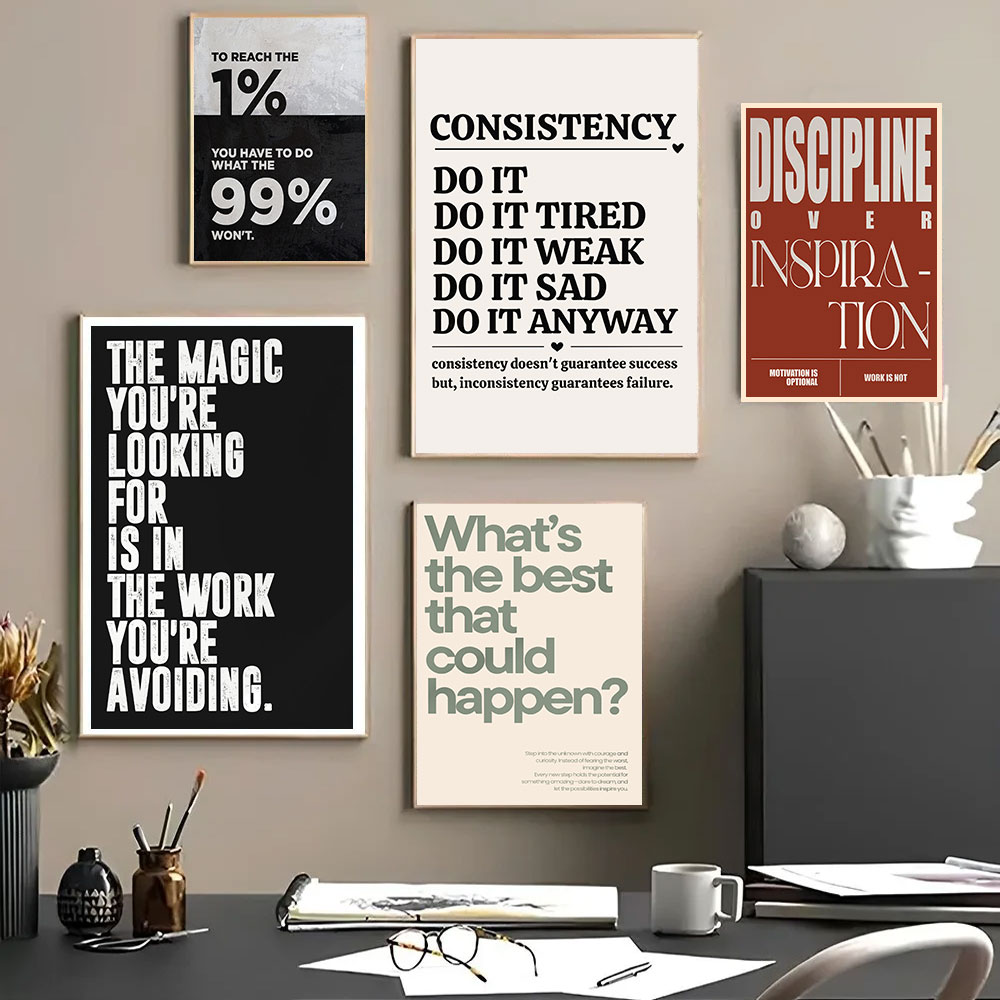 Home Office Room Inspiration - Minimalistyczne Cytaty Motywacyjne Inspirujące Sztuka Dyscypliny