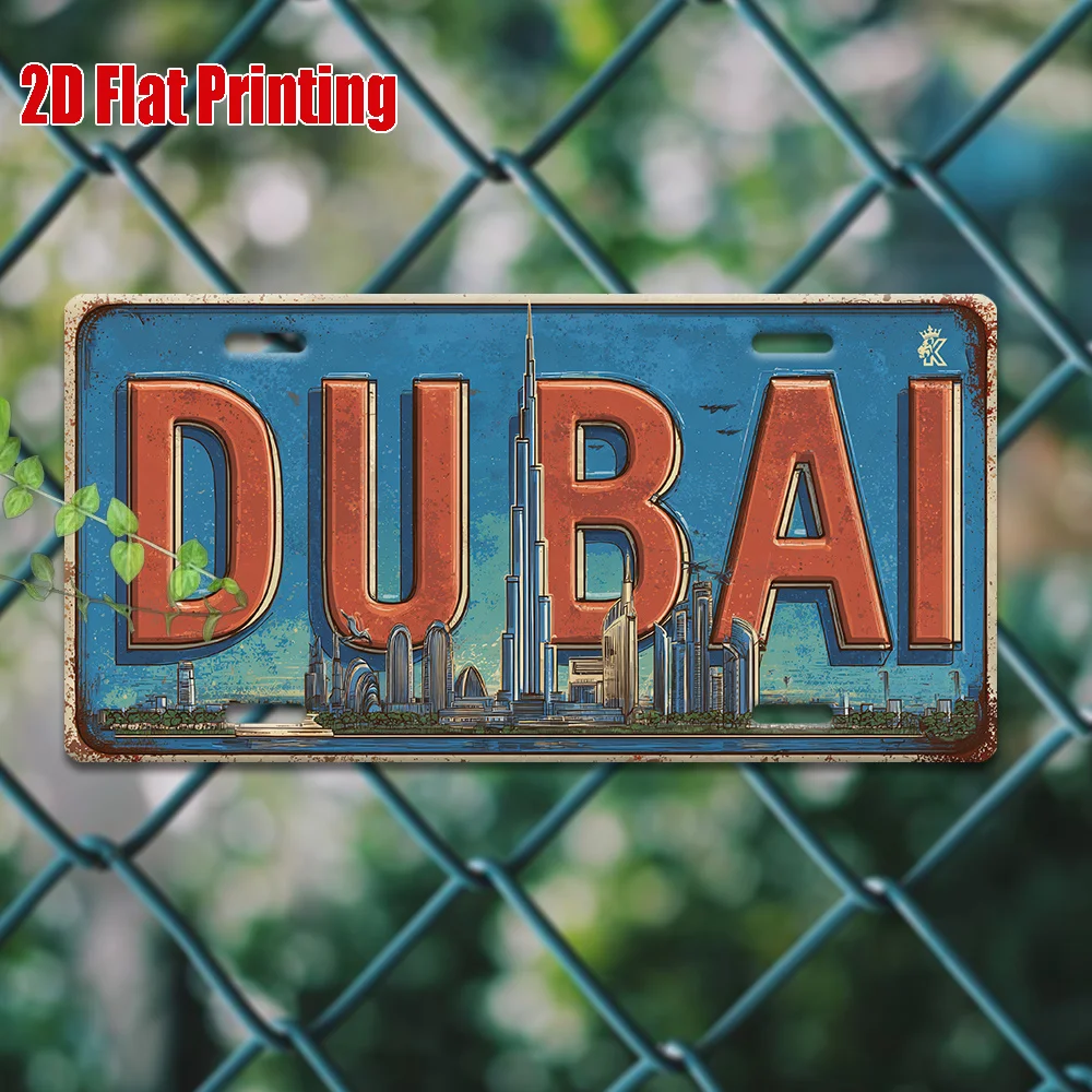 Home Office Dubai - 2D Płaska Tablica Rejestracyjna z Motywem